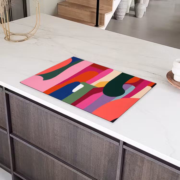 Kleurvakken - Recht - Rond - Abstract Inductie beschermer vinyl 3mm klein -sfeer8