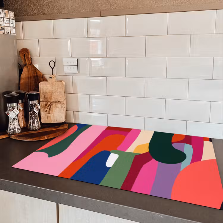 Kleurvakken - Recht - Rond - Abstract Inductie beschermer vinyl 3mm klein -sfeer3