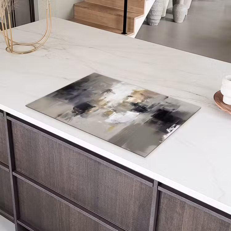 Kleurenpalet - Penseelstreken - Beige - Nevelig Inductie beschermer vinyl 3mm klein -sfeer8