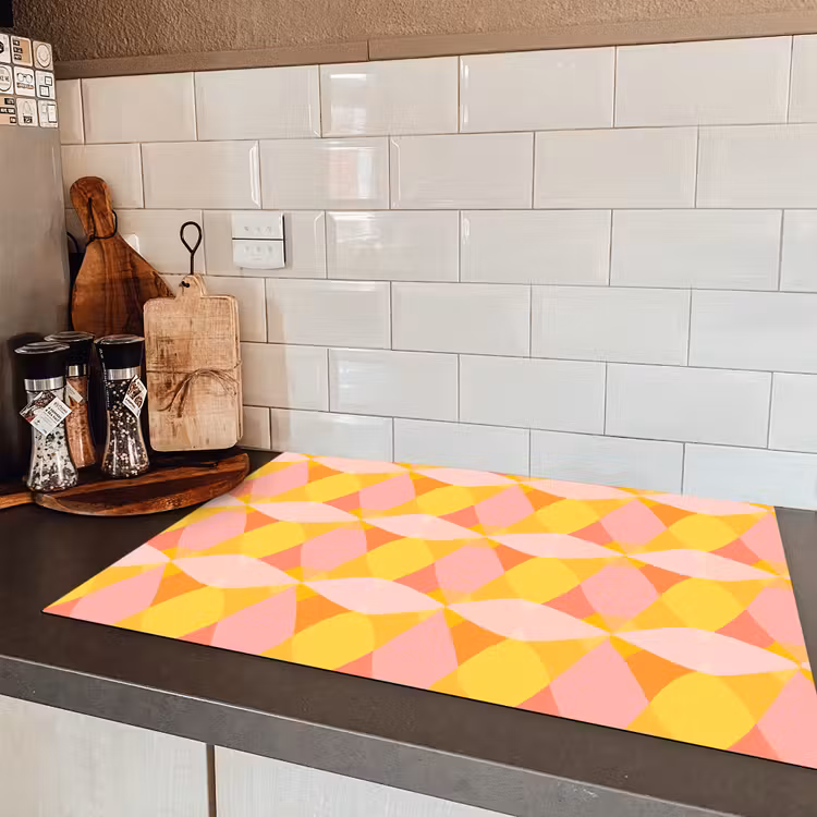 Kleurrijk - Ruitpatroon - Bladvormen Inductie beschermer vinyl 3mm klein 276 -sfeer3
