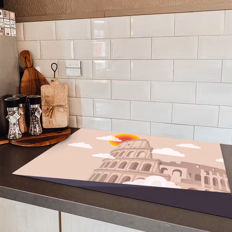 Colosseum - Zonsopgang - Rome - Architectuur - Beige Inductie beschermer vinyl 3mm klein -sfeer3