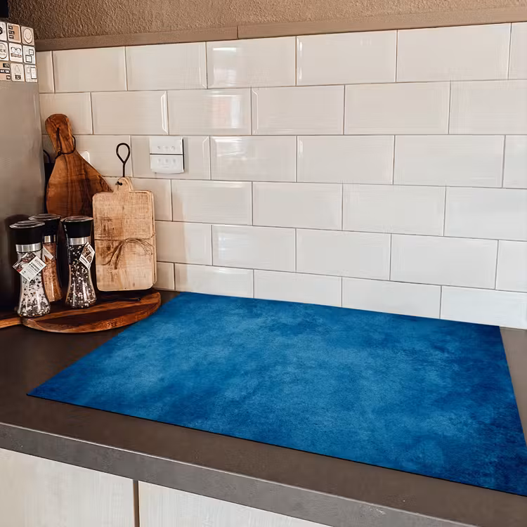 Beton - Blauw - Vintage - Structuur - Industrieel Inductie beschermer vinyl 3mm klein -sfeer3