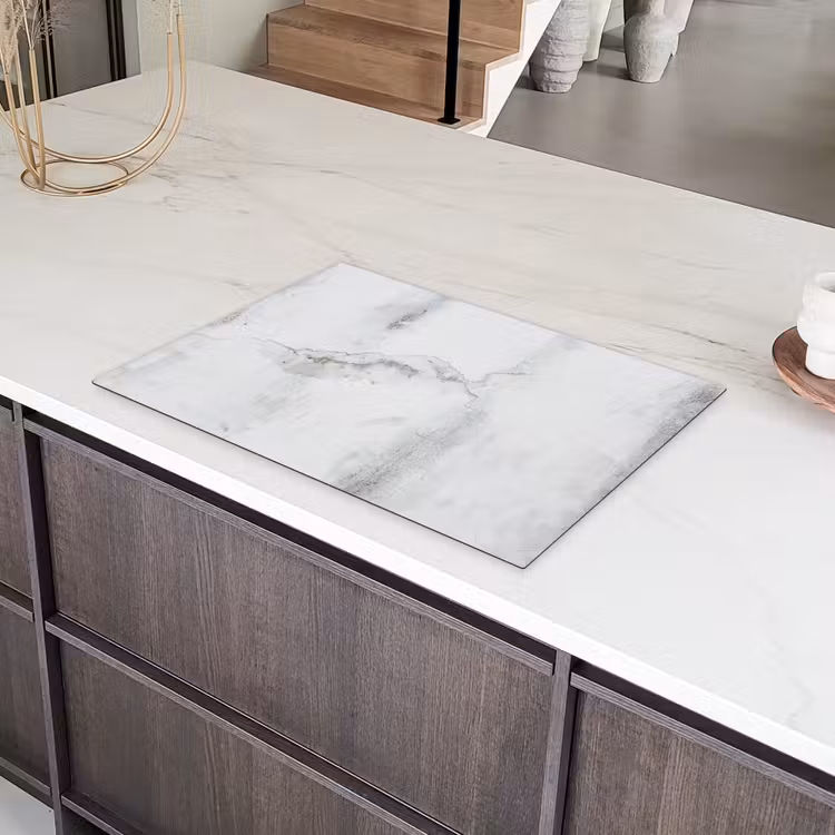 Beton - Grijs - Wit Inductie beschermer vinyl 3mm klein -sfeer8