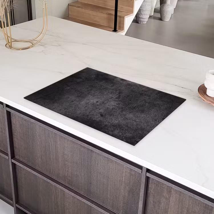 Beton - Structuur - Retro - Zwart - Grijs - Rustiek Inductie beschermer vinyl 3mm klein -sfeer8