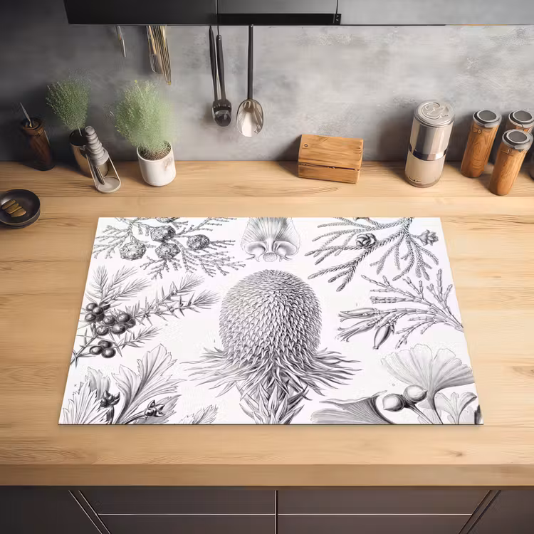 Coniferen - Ernst Haeckel - Kunst - Retro - Illustratie - Natuur Inductie beschermer vinyl 3mm middel -sfeer5