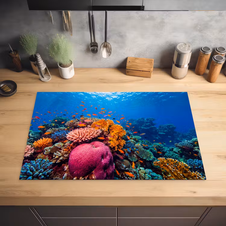 Koraal - Vissen - Oceaan - Natuur - Kleurrijk Inductie beschermer vinyl 3mm klein -sfeer5