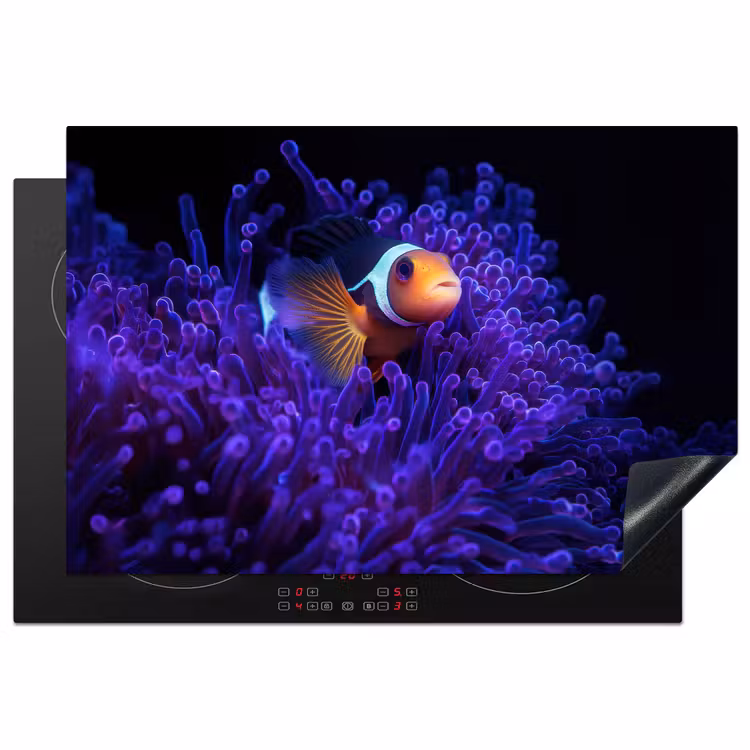 Koraal - Vis - Oranje - Zee Inductie beschermer vinyl 3mm klein -3d