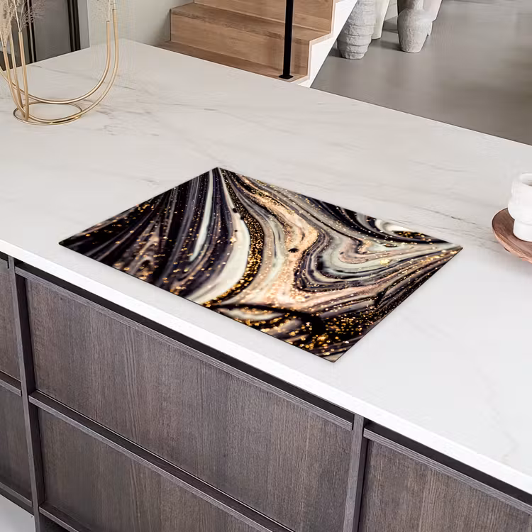 Kosmische Golven met Gouden Sterrenstof Inductie beschermer vinyl 3mm klein -sfeer8