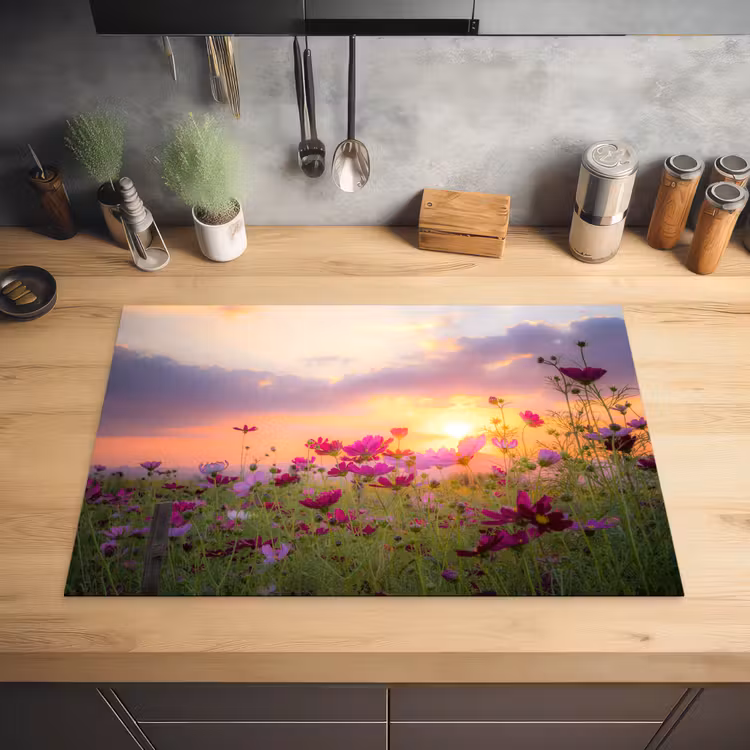 Cosmos bij Zonsondergang Inductie beschermer vinyl 3mm klein -sfeer5