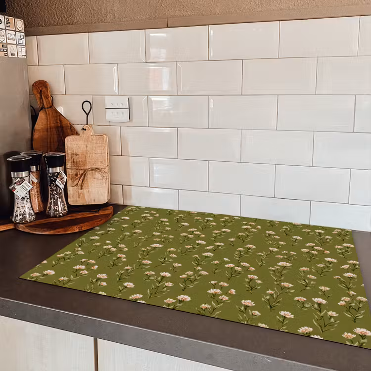 Landelijk - Bloemen - Groen Inductie beschermer vinyl 3mm klein 276 -sfeer3