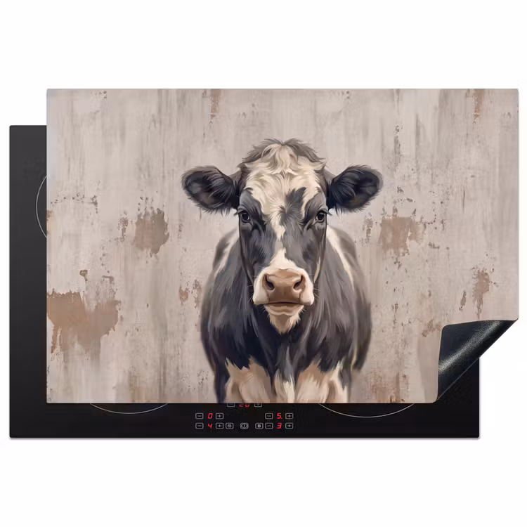 Koe - Portret - Dieren - Modern Inductie beschermer vinyl 3mm klein -3d