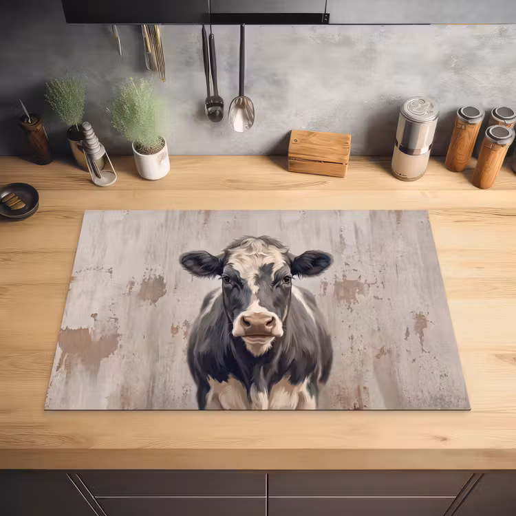 Koe - Portret - Dieren - Modern Inductie beschermer vinyl 3mm klein -sfeer5
