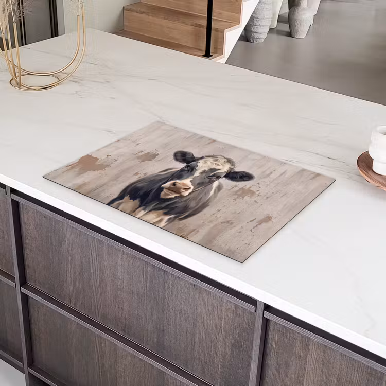 Koe - Portret - Dieren - Modern Inductie beschermer vinyl 3mm klein -sfeer8