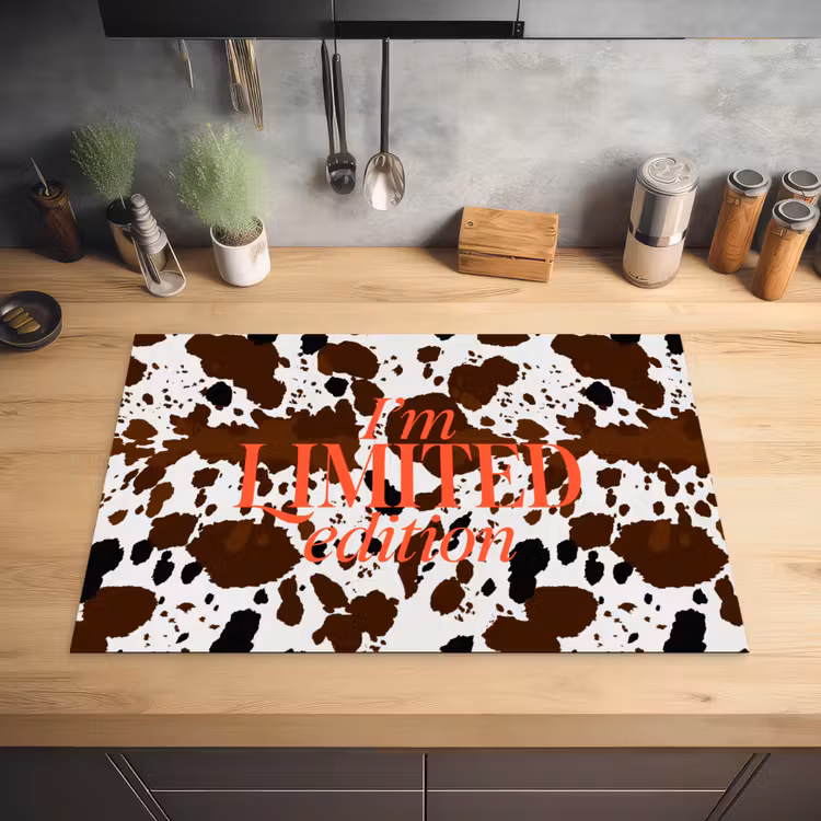 Koeienprint - Limited edition - Rood Inductie beschermer vinyl 3mm klein -sfeer5