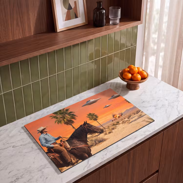 Induction Hob Cover - Cowboy - Horse - Desert - Cowboy - Paard - Woestijn Inductie beschermer vinyl 3mm klein