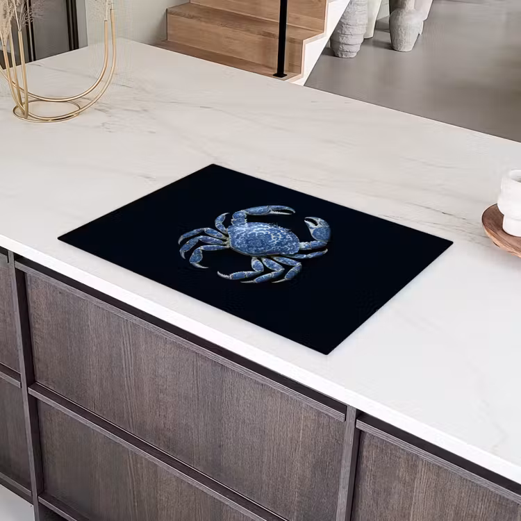 Krab - Delfts blauw - Dieren Inductie beschermer vinyl 3mm klein -sfeer8
