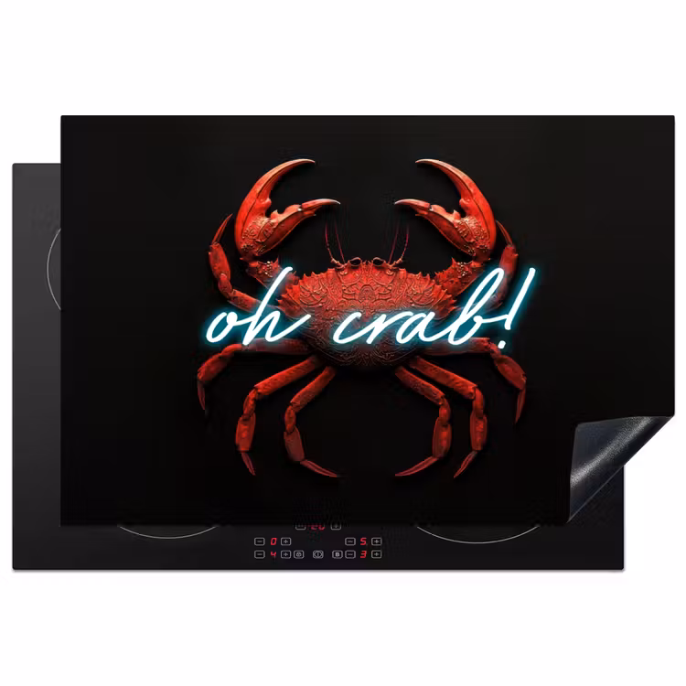 Krab - Rood - Neon - Quote Inductie beschermer vinyl 3mm klein -3d