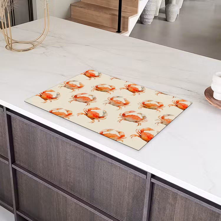 Krabben - Patroon - Oranje Inductie beschermer vinyl 3mm klein 276 -sfeer8