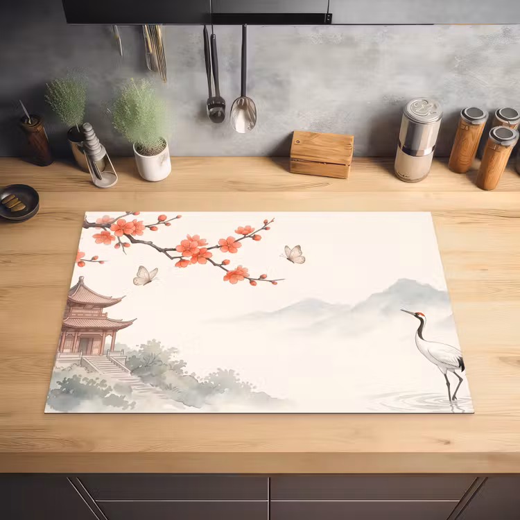Kraanvogel - Azië - Klassiek Inductie beschermer vinyl 3mm klein -sfeer5