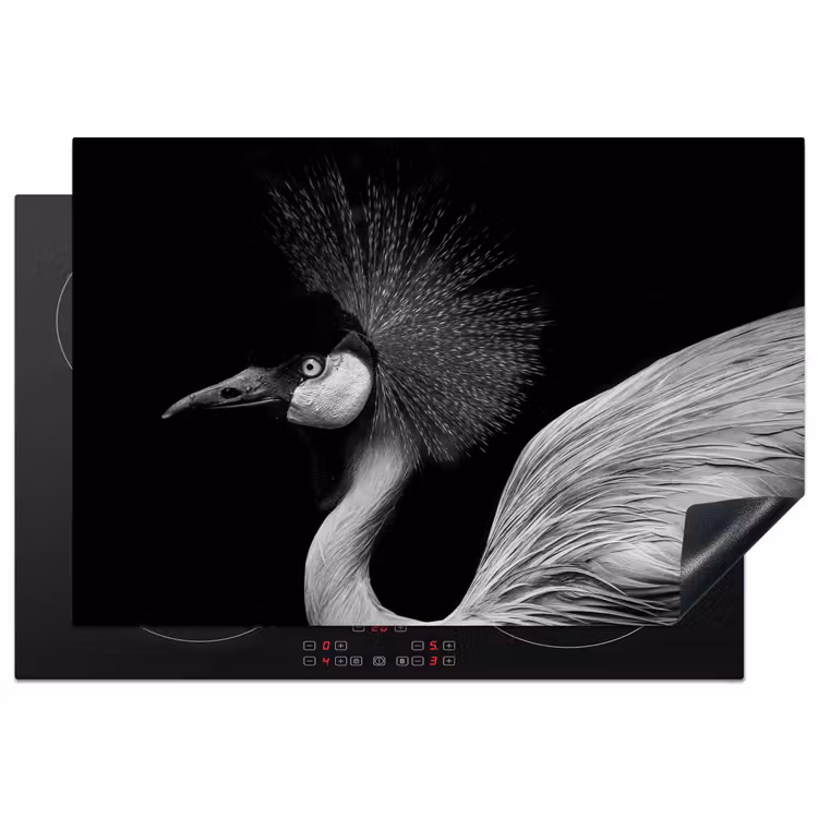 Kraanvogel - Zwart - Wit - Vogel - Dieren Inductie beschermer vinyl 3mm klein -3d