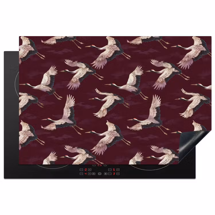Kraanvogels - Klassiek - Bordeaux Inductie beschermer vinyl 3mm klein 276 -3d
