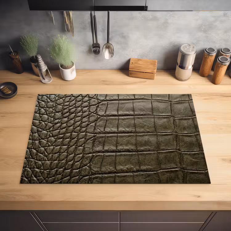 Krokodillenleer - Structuur - Groen Inductie beschermer vinyl 3mm klein -sfeer5