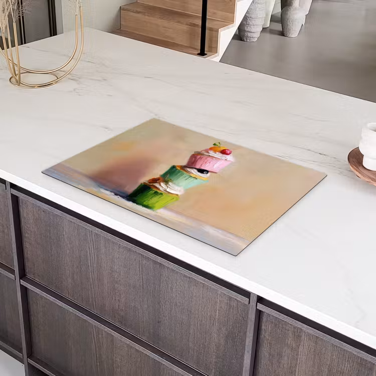 Cupcakes - Gestapeld - Kleurrijk - Fruit Inductie beschermer vinyl 3mm klein -sfeer8