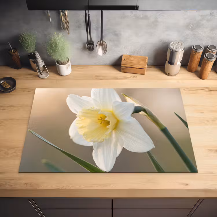Narcis - Bloem - Minimalistisch Inductie beschermer vinyl 3mm klein -sfeer5