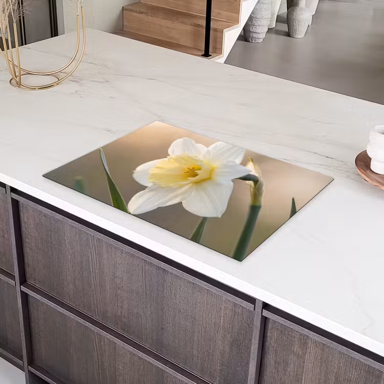 Narcis - Bloem - Minimalistisch Inductie beschermer vinyl 3mm klein -sfeer8