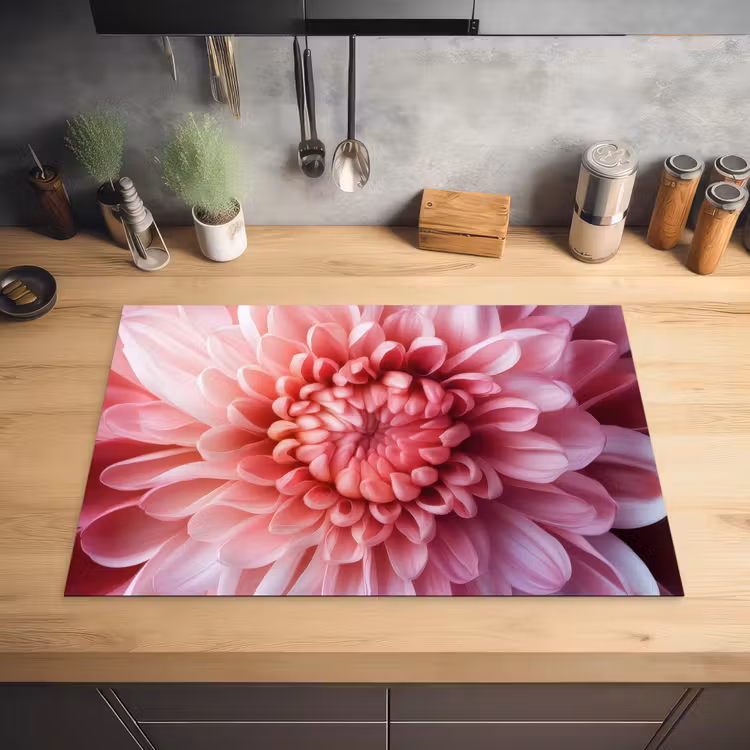 Dahlia - Bloem - Close up - Roze Inductie beschermer vinyl 3mm klein -sfeer5