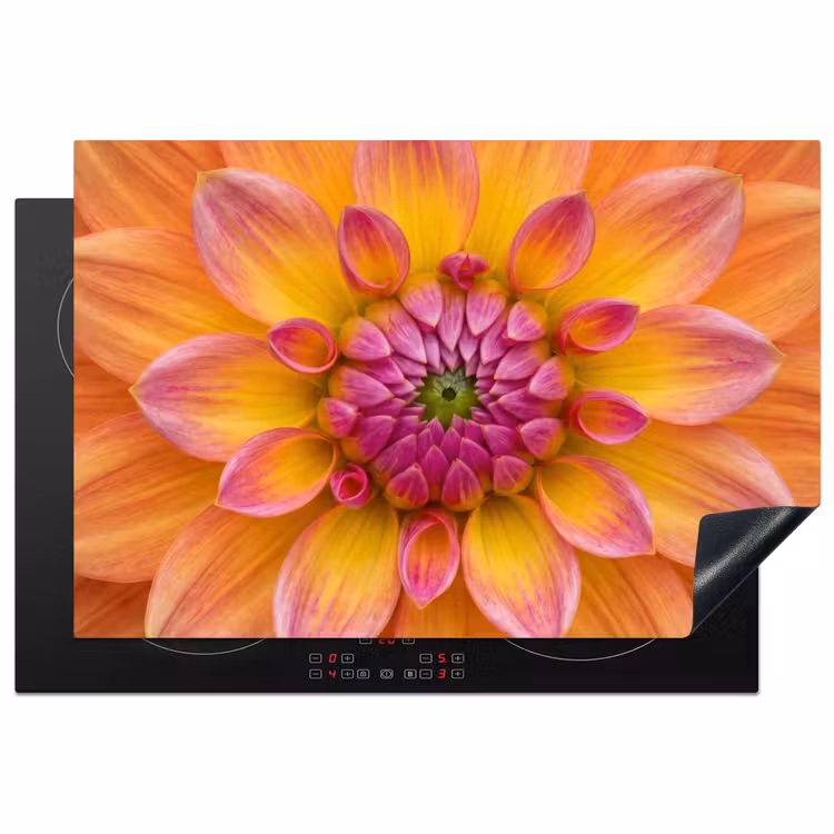 Dahlia - Bloem - Oranje Inductie beschermer vinyl 3mm klein -3d