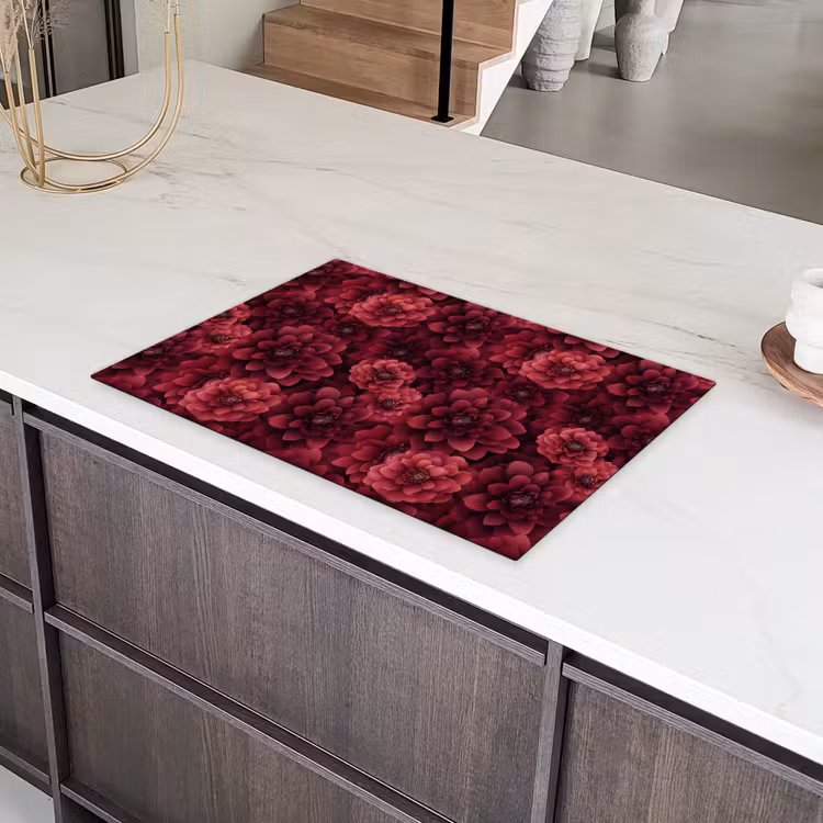 Dahlias - Bloemen - Rood Inductie beschermer vinyl 3mm klein 276 -sfeer8