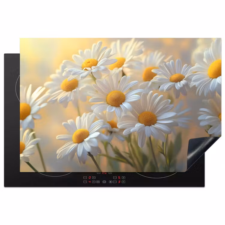 Madeliefjes - Wit - Zonlicht Inductie beschermer vinyl 3mm klein -3d