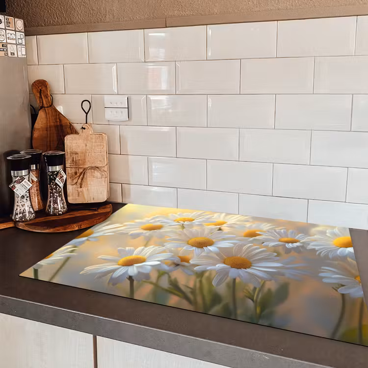 Madeliefjes - Wit - Zonlicht Inductie beschermer vinyl 3mm klein -sfeer3