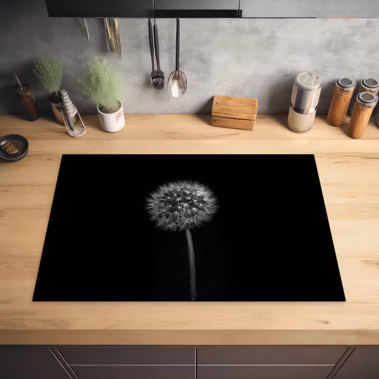 Paardenbloem - Zwart - Bloemen - Botanisch Inductie beschermer vinyl 3mm klein -sfeer5