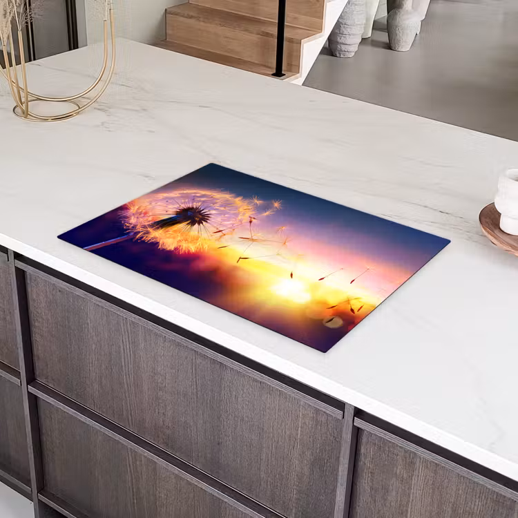 Paardenbloem - Bloemen - Zonsondergang - Horizon - Nacht Inductie beschermer vinyl 3mm klein -sfeer8