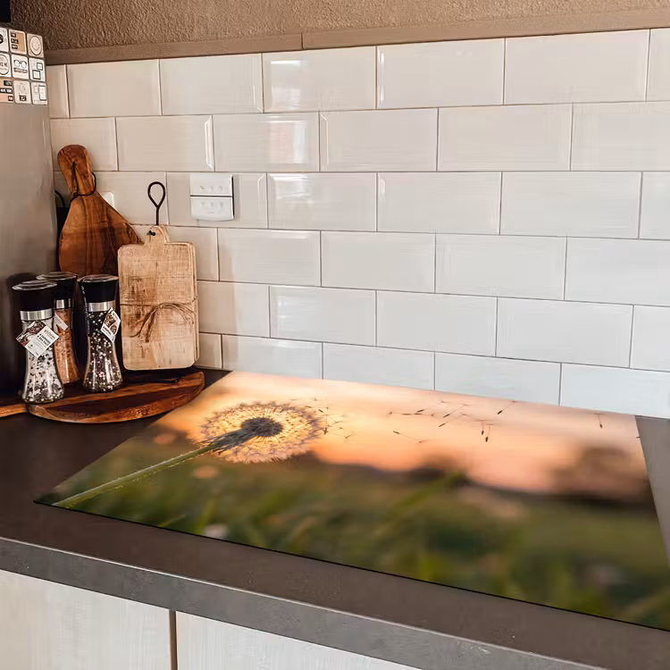 Paardenbloem - Zonsondergang - Veld Inductie beschermer vinyl 3mm klein -sfeer3