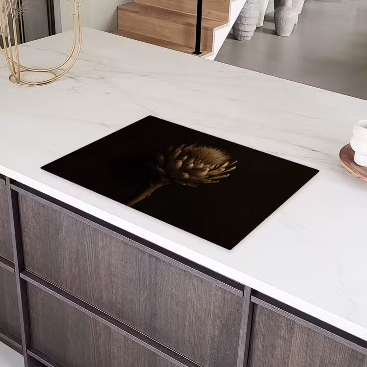 Donkerbruin - Bloem - Textuur - Artisjok Inductie beschermer vinyl 3mm klein -sfeer8