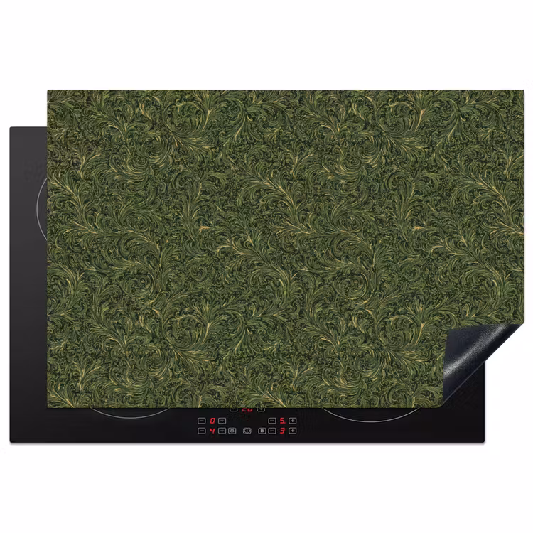 Donker - Groen - Krullend - Botanisch Inductie beschermer vinyl 3mm klein 276 -3d