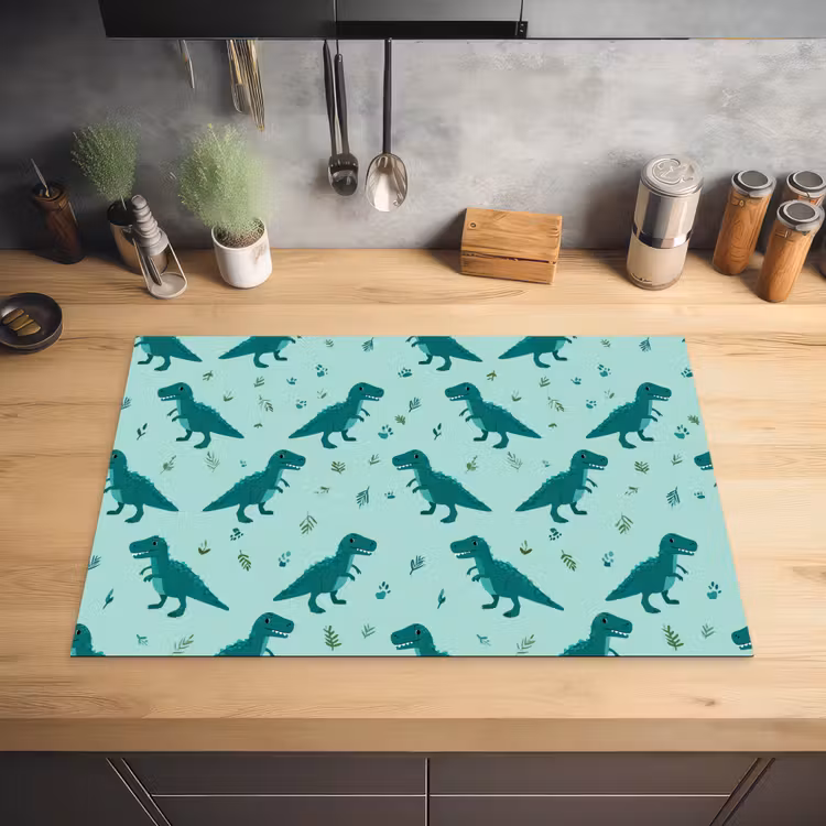 Donkergroen - Dinosaurussen - Afdrukken - Bladeren Inductie beschermer vinyl 3mm klein -sfeer5