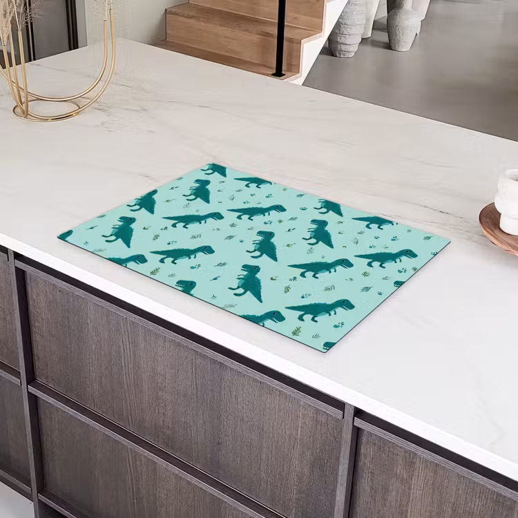 Donkergroen - Dinosaurussen - Afdrukken - Bladeren Inductie beschermer vinyl 3mm klein -sfeer8