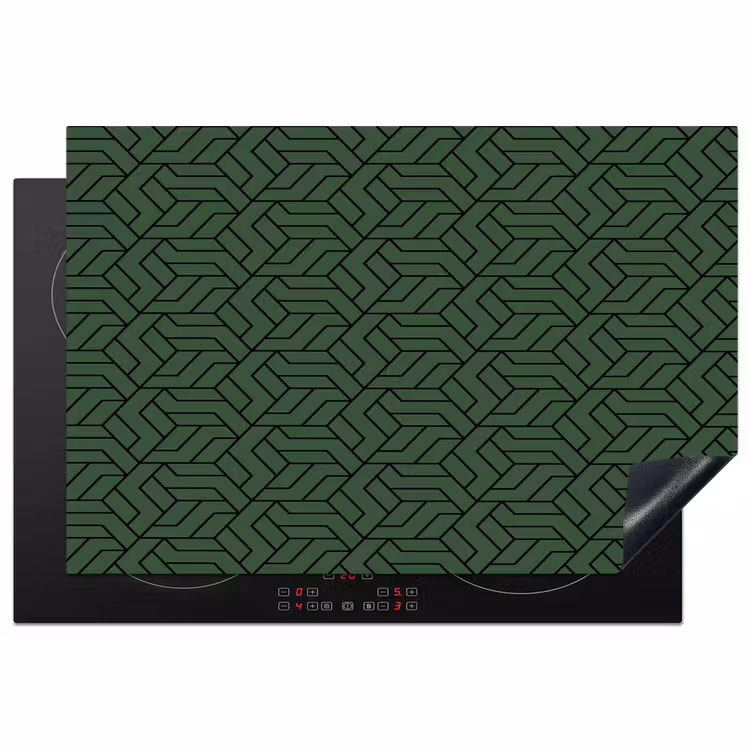 Donkergroen - Patroon - Lijnen - Zwart Inductie beschermer vinyl 3mm klein 276 -3d