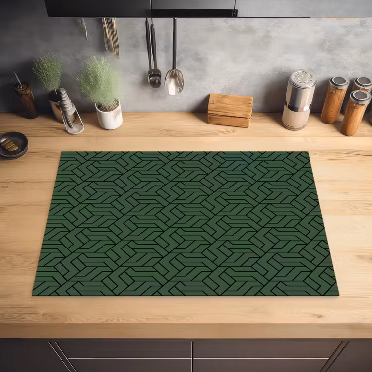 Donkergroen - Patroon - Lijnen - Zwart Inductie beschermer vinyl 3mm klein 276 -sfeer5