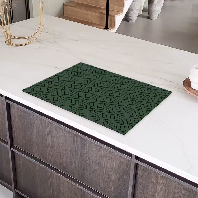 Donkergroen - Patroon - Lijnen - Zwart Inductie beschermer vinyl 3mm klein 276 -sfeer8