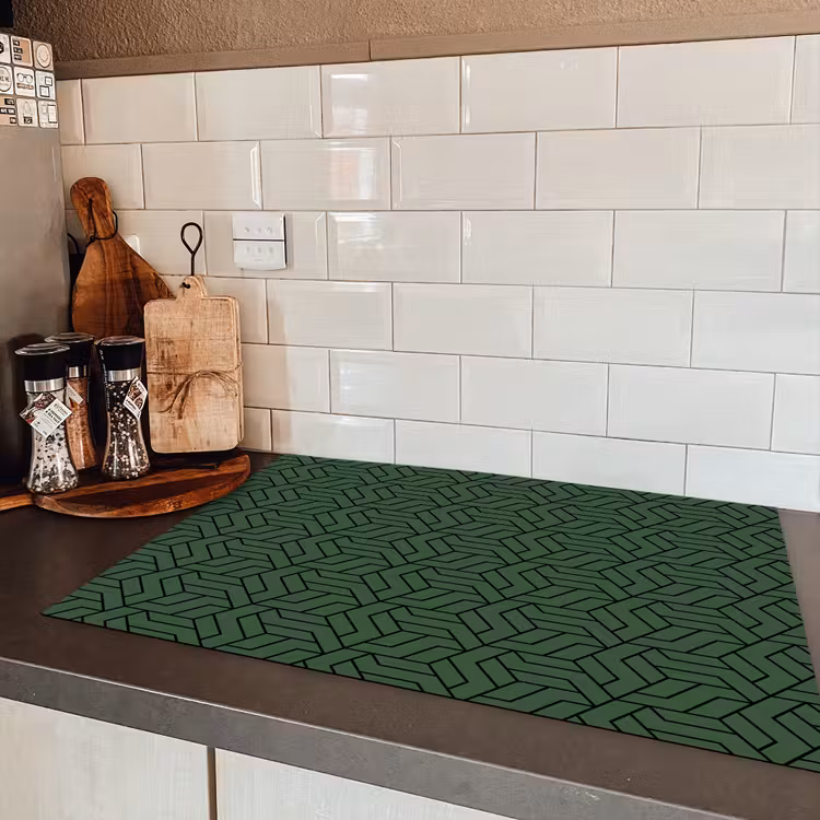 Donkergroen - Patroon - Lijnen - Zwart Inductie beschermer vinyl 3mm klein 276 -sfeer3