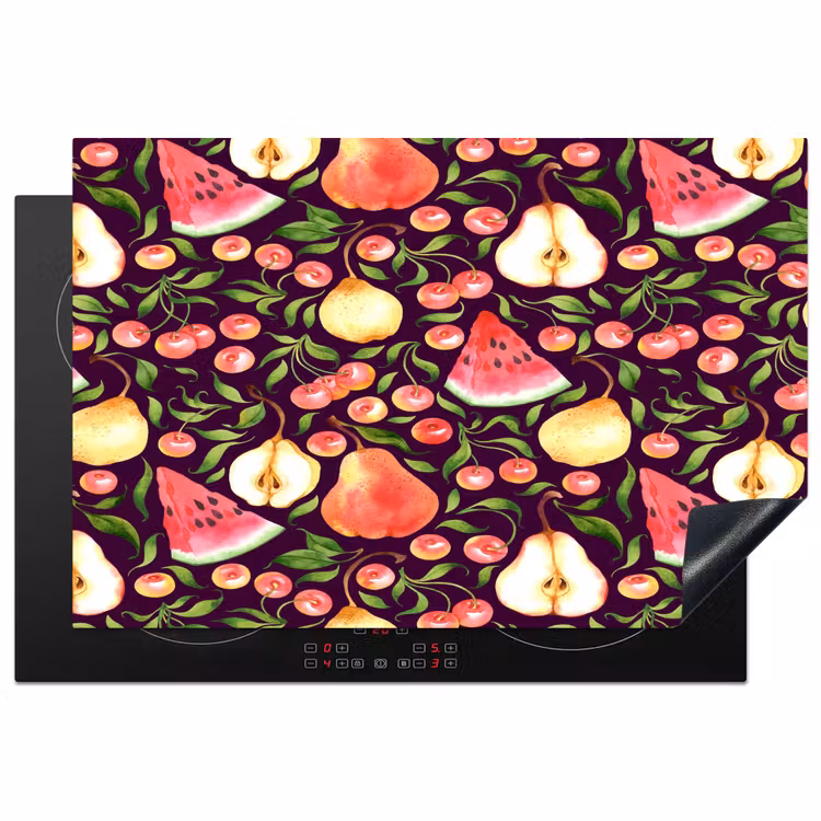 Donker - Bladeren - Fruit - Patroon Inductie beschermer vinyl 3mm klein 276 -3d