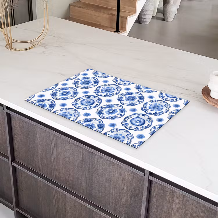 Sierborden - Bloemen - Blauw Inductie beschermer vinyl 3mm klein 276 -sfeer8