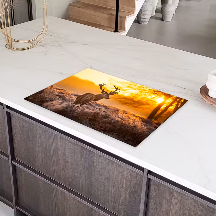 Hert - Dieren - Zonsondergang - Winter - Heide - Natuur Inductie beschermer vinyl 3mm klein -sfeer8