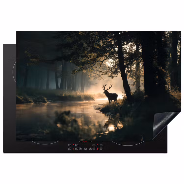 Hert - Bosbeek - Mystiek Inductie beschermer vinyl 3mm klein -3d