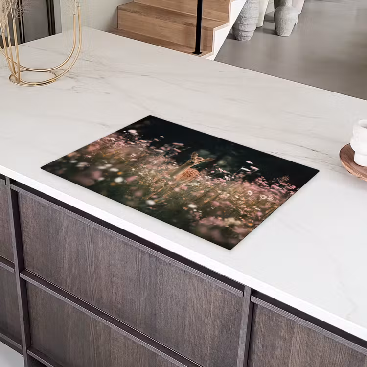 Hert - Wilde bloemen - Bos Inductie beschermer vinyl 3mm klein -sfeer8